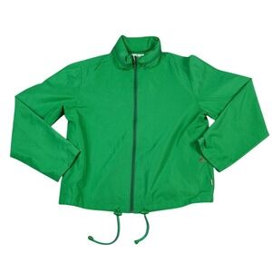 Vintage Calvin Klein Jacket Womens Large Green Hidden‎ Hood Windbreaker **READ**